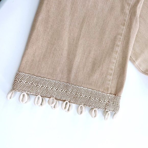 M miette High Waist hobo style cream color trim on the bottom with shells pants - Picture 3 of 14